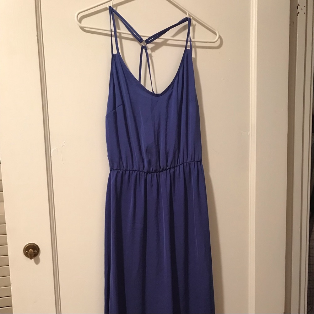 Long Satin Blue Dress
